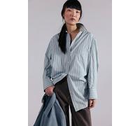 Sabine Striped Articulated Shirt at Free People in Sea Foam Combo, Size: XL - female