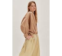 Sabine Striped Articulated Shirt at Free People in Sloane Stripe Latte Combo, Size: Medium - female