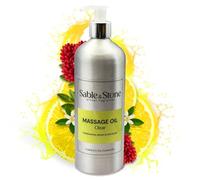Sable & Stone | Clear | Massage Oil - Uplifting Grapeseed Blend with Lemon, Frankincense & Red Thyme - for Relaxation, Clarity & Stress Relief - Non-Greasy - 250ml