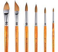 Sable Watercolour Brushes Set-Artist Paint Brushes 6PCS Professional Kolinsky Paint Brushes for Artists Pointed Rounds Cat's Tongue Dagger for Watercolour Acrylics Inks Gouache Tempera Painting