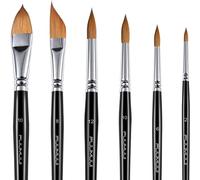 Sable Watercolur Paint Brushes-Kolinsky Water Colour Artist Paint Brush 6PCS Paintbrushes with Point Round Cat's Tongue Dagger Shaped for Watercolour Acrylics Inks Gouache Tempera Painting