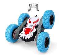 Sabocha R/C Remote Control Stunt Car, 4WD, 2.4 GHz, 360° Double-Sided Flips, LED Lights, 24 cm, for Ages 6+ (White Blue)