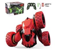 Sabocha R/C Remote Control Stunt Car, 4WD, 2.4 GHz, 360° Double-Sided Flips, LED Lights, 24 cm, for Ages 6+ (Red)