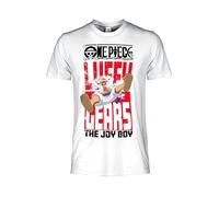 Sabor One Piece T-Shirt - Straw Hat Luffy Gear T-Shirt - Unisex Adult White, White Washed, M