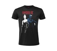 Sabor srl Diabolik T-Shirt Official Diabolik and Eva Model Front Print Short Sleeves 100% Cotton Unisex Black Adult Boy Sizes