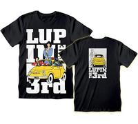 Sabor srl Lupin III Official T-Shirt - Arsenio Lupin Thief Gentleman Cotton T-Shirt - Black Jersey Men Women Unisex Adult Boy - Anime T Shirt, Black, XL