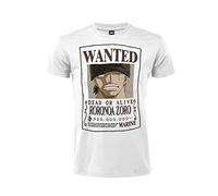 Sabor srl One Piece T-Shirt. Wanted Model Wanted. Roronoa Zoro. Cotton. Unisex. White. Adult Boy. (XL)