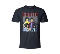 Sabor srl T Shirt Lupin III Group Jigen Fujiko Goemon Pattern with Front Print Short Sleeves 100% Cotton Unisex Black Sizes for Adult Boy