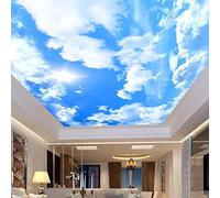 SABORR Ceiling 3D Wallpaper PVC self-Adhesive Mural Blue Sky White Clouds Sun Sunshine Indoor Ceiling Decoration Sticker Wall Art