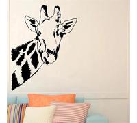 SABORR Giraffe Head Wall Sticker Mural Jungle Wild Animal Decal Wall Art Sticker Kids Room Sticker Black PVC