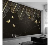 SABORR Self Adhesive PVC Wallpaper 3D Mural Abstract Marble Golden Banana Leaf Living Room Bedroom Wall Art Deco Sticker