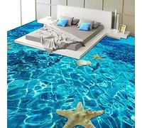 SABORR Waterproof PVC self Adhesive 3D Floor Wallpaper Clear sea Water Starfish Shell Bathroom Kitchen Waterproof Floor Tile Mural Stickers