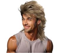 Sabosi Mullet Wig Blonde 80s Men Wig,Punk Rocker Hair Party Daily Halloween Costumes Long Wigs