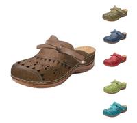 Sabots Women's Platform Slippers, Closed Front Wedge Sandals, Breathable Outdoor Sandals, Made of Perforated Mesh Sandals, Wide Feet, Beach Sandals, Hard Sole Beach Shoes, Sliders, brown, 7 UK
