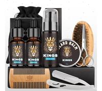 SABR Beard Growth Kit (9 items) 2 Beard Oils, wash, balm, comb, brush, scissor, razor + carry Bag- Perfect dad gifts mens gifts mens skincare Mens Birthday gifts Beard Grooming kit for men