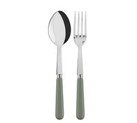 SABRE PARIS - 2-Piece Serving Set - 24.5 cm - Pop Collection - Large Fork & Large Spoon - Stainless Steel & Nylon - Dishwasher Safe - Asparagus