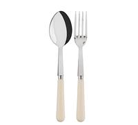SABRE PARIS - 2-Piece Serving Set - Pop Collection - Large Fork & Large Spoon - Stainless Steel & Nylon - Dishwasher Safe - Ivory