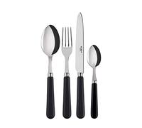 SABRE PARIS - 4-Piece Cutlery Set - 23cm - Pop Collection - Knife, Fork, Tablespoon & Teaspoon - Stainless Steel & Acrylic - Dishwasher Safe - Black