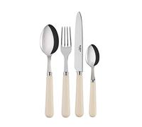 SABRE PARIS - 4-Piece Cutlery Set - 23cm - Pop Collection - Knife, Fork, Tablespoon & Teaspoon - Stainless Steel & Acrylic - Dishwasher Safe - Ivory
