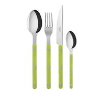 SABRE PARIS - 4-Piece Cutlery Set 24cm - Bistrot Collection - Knife, Fork, Tablespoon & Teaspoon - Stainless Steel & Nylon - Dishwasher Safe - Lime - Brilliant Finish