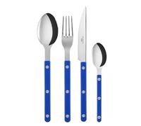 SABRE PARIS - 4-Piece Cutlery Set 24cm - Bistrot Collection - Knife, Fork, Tablespoon & Teaspoon - Stainless Steel & Nylon - Dishwasher Safe - Lapis Blue - Brilliant Finish