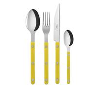 SABRE PARIS - 4-Piece Cutlery Set 24cm- Bistrot Collection - Knife, Fork, Tablespoon & Teaspoon - Stainless Steel & Nylon - Dishwasher Safe - Yellow - Brilliant Finish