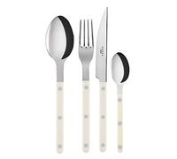 SABRE PARIS - 4-Piece Cutlery Set 24cm - Bistrot Collection - Knife, Fork, Tablespoon & Teaspoon - Stainless Steel & Nylon - Dishwasher Safe - Ivory - Brilliant Finish