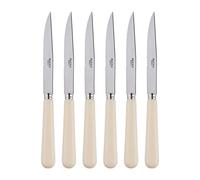 SABRE PARIS - 6 Pieces Steak Knife Set - Pop Collection - Steak Knives with Serrated Edge - Stainless Steel and Acrylic - Dishwasher Safe - Ivory