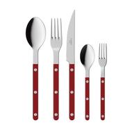 SABRE PARIS - Cutlery set, 5 pieces - Bistrot - Knife, fork, tablespoon, teaspoon & cake fork - Stainless steel & nylon - Dishwasher safe - Burgundy