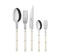 SABRE PARIS - Cutlery set, 5 pieces - Bistrot - Knife, fork, tablespoon, teaspoon & cake fork - Stainless steel & nylon - Dishwasher safe - Ivory