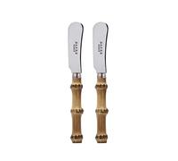 SABRE PARIS - Panda 2Pc Butter Knife Set - Butter Spreader - Stainless Steel Knife - Bamboo Wood Handle