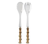 SABRE PARIS - Panda Salad Servers 2Pcs - 27.5cm- Salad Spoons - Premium Stainless Steel - Bamboo Wood Handle