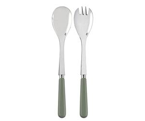SABRE PARIS - Pop Salad Servers 2Pcs - Salad Spoons - Premium Stainless Steel - Asparagus Green