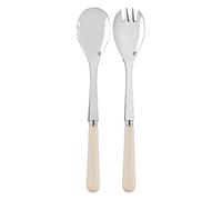 SABRE PARIS | Salad Servers - 10.4 inches - Pop Collection - 2 Pieces, Salad Serving Fork & Serving Spoon - Stainless Steel & Acrylic - Dishwasher Safe - Ivory