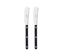 SABRE PARIS - Set of 2 Spreader Knives 14 cm - Bistrot Collection - Perfect for Butter, Tapenades, Spreads - Stainless Steel & Nylon - Dishwasher Safe - Black - Brilliant Finish