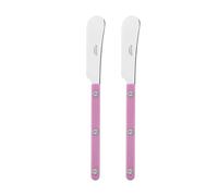 SABRE PARIS - Set of 2 Spreader Knives 14 cm - Bistrot Collection - Perfect for Butter, Tapenades, Spreads - Stainless Steel & Nylon - Dishwasher Safe - Pink - Brilliant Finish