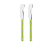 SABRE PARIS - Set of 2 Spreader Knives 14 cm - Bistrot Collection - Perfect for Butter, Tapenades, Spreads - Stainless Steel & Nylon - Dishwasher Safe - Lime - Brilliant Finish