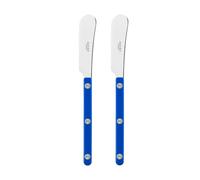 SABRE PARIS - Set of 2 Spreader Knives 14 cm - Bistrot Collection - Perfect for Butter, Tapenades, Spreads - Stainless Steel & Nylon - Dishwasher Safe - Lapis Blue - Brilliant Finish