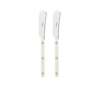 Sabre Paris - Set of 2 Spreader Knives 14 cm - Bistrot Collection - Perfect for Butter, Tapenades, Spreads - Stainless Steel & Nylon - Dishwasher Safe - Ivory - Brilliant Finish