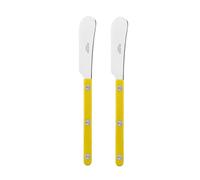 SABRE PARIS - Set of 2 Spreader Knives 16 cm - Bistrot Collection - Perfect for Butter, Tapenades, Spreads - Stainless Steel & Nylon - Dishwasher Safe - Yellow - Brilliant Finish