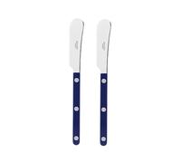 SABRE PARIS - Set of 2 Spreader Knives 16 cm - Bistrot Collection - Perfect for Butter, Tapenades, Spreads - Stainless Steel & Nylon - Dishwasher Safe - Navy Blue - Brilliant Finish