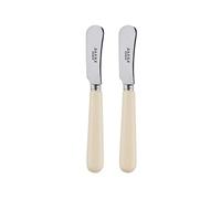 SABRE PARIS - Set of 2 Spreader Knives 5.5 inches - Pop Collection - Perfect for Butter, Tapenades, Spreads - Stainless Steel & Acrylic - Dishwasher Safe - Ivory