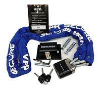 Sabre Security Chain Lock Motorcycle Scooter Bicycle Quad Bike Chain & Padlock Blue with Oxford Brute Force Ground Anchor Sold Secure Anti-Theft Motorbike Safety Bundle (120cm) (120cm)