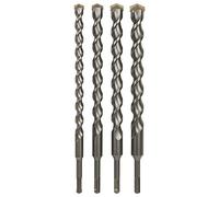 Sabre Tools 4-Piece 12 Inch SDS Plus Drill Bit Set, Carbide Tipped, Rotary Hammer Drill Bits for Brick, Stone, Concrete (5/8in x 12in, 3/4in x 12in, 7/8in x 12in, 1in x 12in)