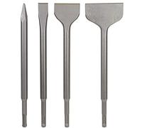 Sabre Tools SDS Plus 4-Piece Chisel Set, Thinset Scraping Bit 3” x 10” Thinset Scaling Chisel, Point Chisel, Flat Chisel, Wide Chisel - SDS Chisel Bits for Hammer Drills - Tile Removal