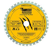 SabreCut 1pc SCCSM165_40 165mm x 40T Multi Material Circular Saw Blade | Heat-treated high-grade steel blade cuts wood, plastic, copper & mild steel. 20mm Bore (16mm Reduction Rings)