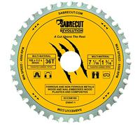 SabreCut 1pc SCCSM180_36 180mm x 36T Multi Material Circular Saw Blade | Heat-treated high-grade steel blade cuts wood, plastic, copper & mild steel. 30mm Bore (25.4mm, 20mm & 16mm Reduction Rings)