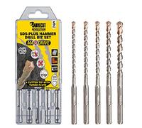 SabreCut 5pcs QSCK5B 160mm 5.5mm 6mm 6.5mm 8mm 10mm SDS+ Drill Bits | Full carbide 4 cutter tip and vortex flute drill rebar, stone, concrete, brick and block with long service life