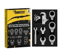 SabreCut 8 x MRSC12K Mini Dual Drive Swivel Breaker Bar and Multi Wrench Kit - Professional 1/4" Breaker Bar, 72 Tooth Ratcheting Wrenches, Flare Nut Wrenches, Palm Ratchet and Threaded Rod Wrench