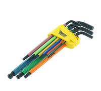 SabreCut 9 Piece SCHEX009B Soft Grip Black Oxide Extra Long Hex Diamond Hex Plus Metric Allen Key Set with Colour Coding - 1.5mm - 10mm